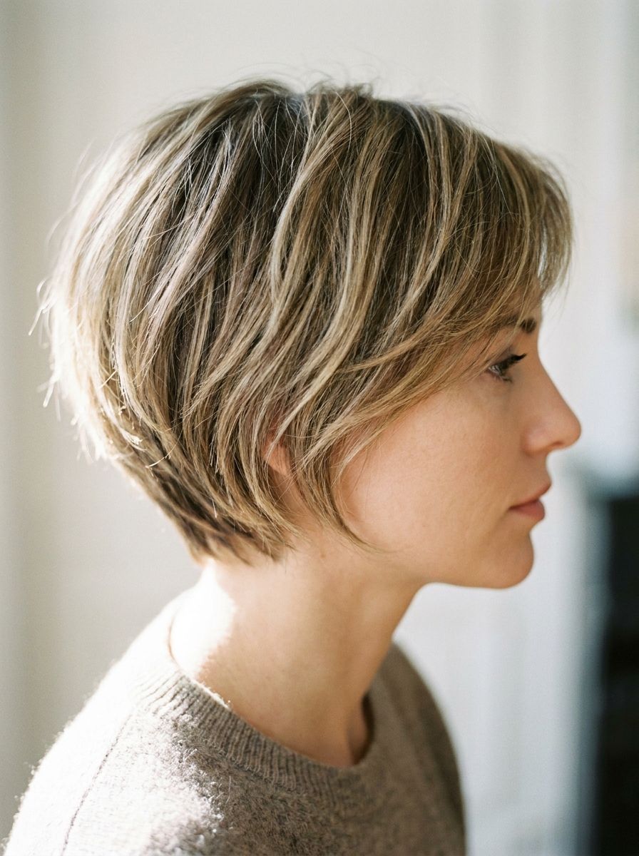Dunkelblonder Bixie - Haarfarben Ideen für kurze Haare